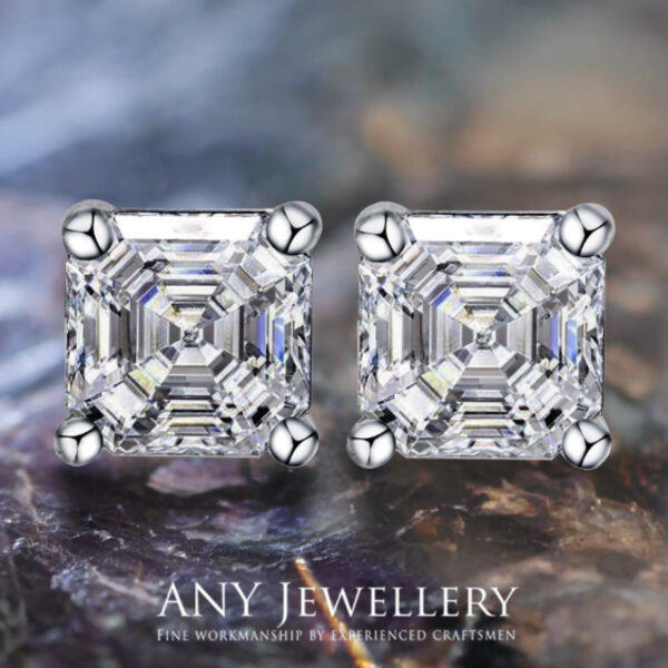 E3511  1 Carat Asscher Cut Earring Studs