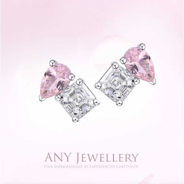 E3512 Zirconia Morganite Pink  Earrings