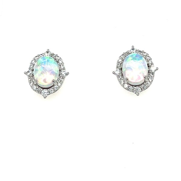 E3708  Synthetic Opal Earrings 合成澳寶石耳環