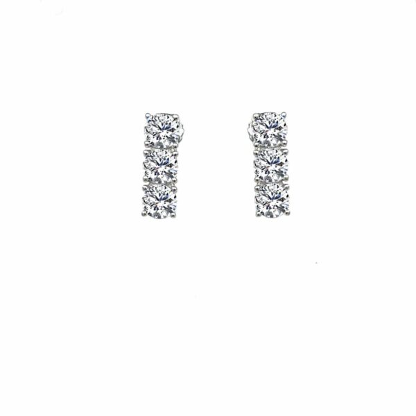 E3780  三粒石夾式耳環 Round clip-on earrings