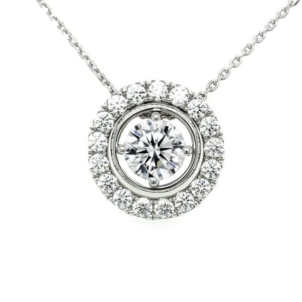 N2118  2 Carat Size Single Halo Necklace (三帶款)