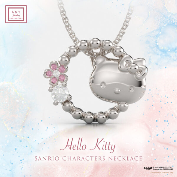 N2302 Hello Kitty純銀鍍白金頸鏈