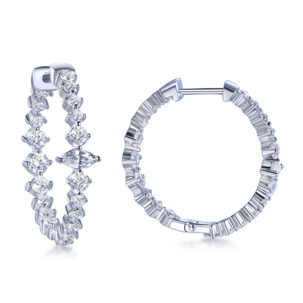 E3852 25mm Marquise Hoop Earrings