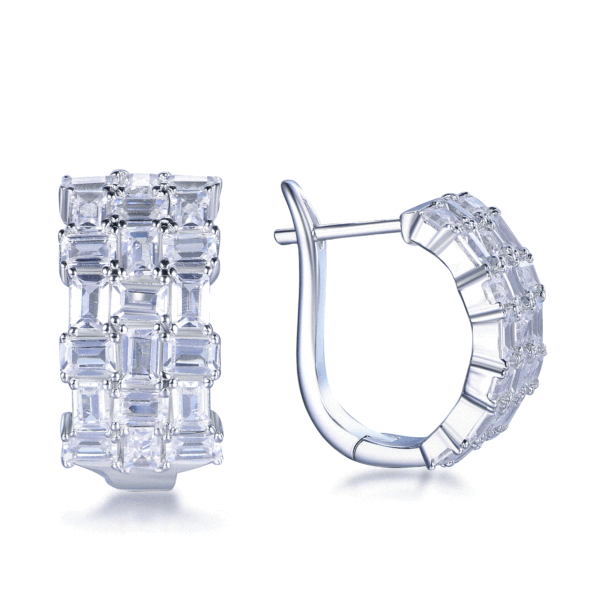 E3884  Diamond Step Earrings
