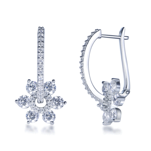 E3939 Flower Hoop Earrings