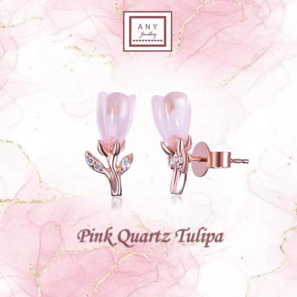 E3944  Pink Quartz Tulipa Earrings