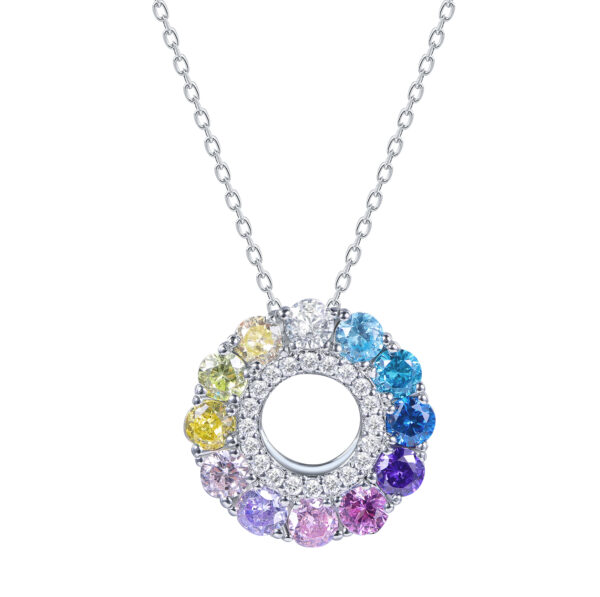 N2326 Rainbow Sapphire Zirconia Pendant with Necklace