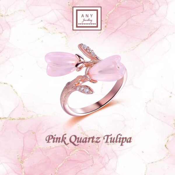 R6676 Pink Quartz Tulipa Open Ring
